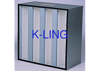 V Bank Filter Udara Media Serat Kaca H13 H14 Kelas dengan Gasket EVA