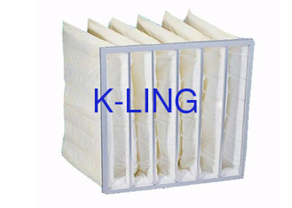 50Pa Filter kantong pengendalian debu Kerangka paduan aluminium serat kaca sintetis