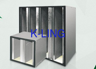 H13 H14 Kapasitas debu V Bank Filter FiberGlass Media 80 derajat Suhu Holt Melt Beads