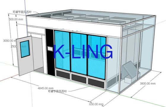 Dinding Tahan Api Hardwall Cleanroom dengan Jendela Transparan dan Ruang Bersih Modular Peringkat Pemurnian ISO5-ISO8