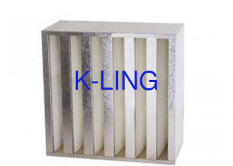 Filter Udara HVAC Kompak Aliran Udara Tinggi Filter V Bank Dengan Rangka Besi Galvanis