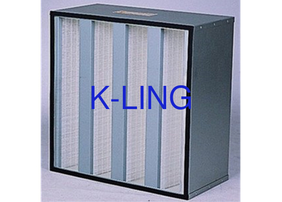 V Bank Filter Udara Media Serat Kaca H13 H14 Kelas dengan Gasket EVA