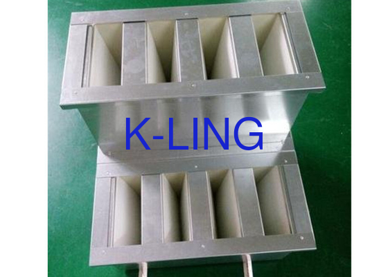 Serat kaca v bank filter H13 H14 Efisiensi 18 Sq.m Media Area Dengan gasket EVA