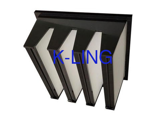 Kapasitas debu V Bank Filter dengan Holt Melt Beads Spacer H13 H14 Grade 18 Sq.m Media Area