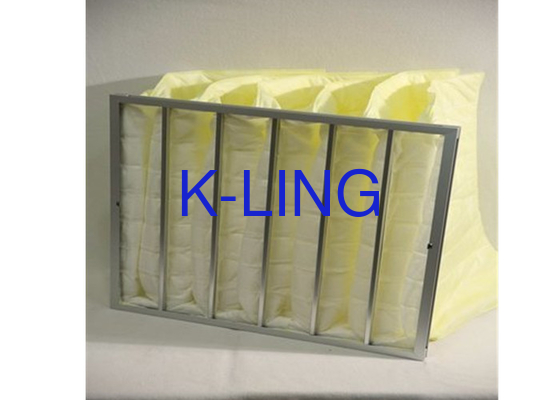 Bag Filter Dengan Serat Sintetis Tekanan Awal Rangka Baja Galvanis Rendah
