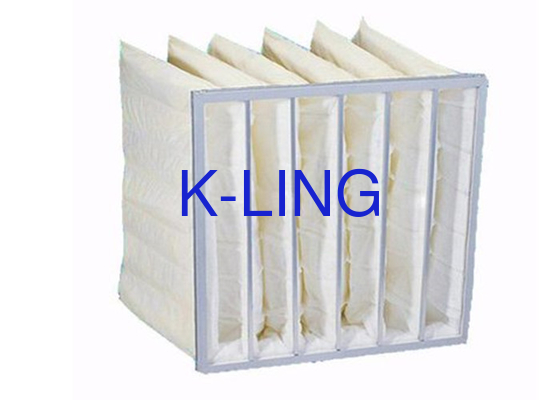 50Pa Filter kantong pengendalian debu Kerangka paduan aluminium serat kaca sintetis