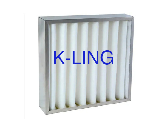 Kelembaban maksimum 80%rh Panel Pleated Filter Udara Bisa dicuci Interval Penggantian Dalam Kotak Jenis Kemasan