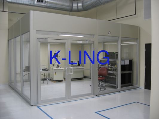 Ruang bersih dengan dinding keras dengan sistem penyaringan udara HEPA Filter Pintu tahan api dan jendela kaca organik vakum dua lapisan