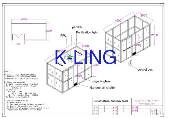 Ruang Bersih Modular dengan Rangka Profil Aluminium dan Perakitan Cepat untuk Tingkat Kebersihan ISO 5
