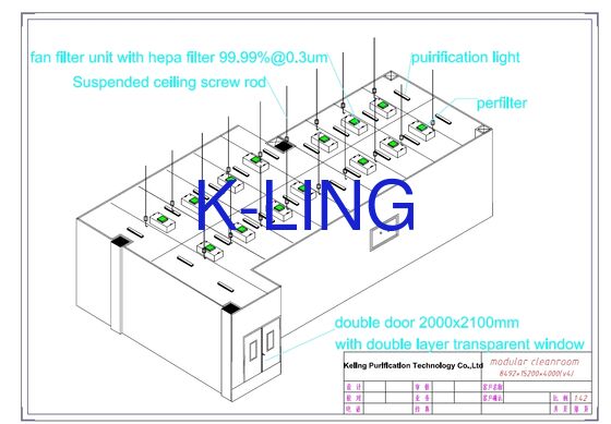 Bilik Aliran Laminar Kontrol Suhu dan Kelembaban 5P dengan Filter HEPA H14 untuk Perakitan dan Pembongkaran Cepat Ruangan Bersih Modular
