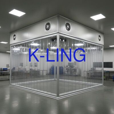 Modular Cleanroom dengan Filter HEPA Dan Filter Featuring Glass Magnesium Rock Wool Sandwich Panel 50mm dan Double-layer Vacuum Organic Glass