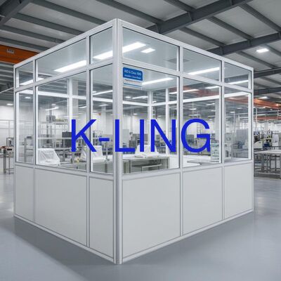 ISO 5 Kelas 100 Ruang Bersih Modular dengan Filter dan Prefilter HEPA dan Panel Sandwich Gelas Magnesium Rock Wool untuk Mikroelektronika