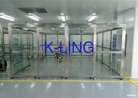 Kelas 10000 SUS 304 Frame Softwall Ruang bersih untuk produksi dengan dinding plexiglass