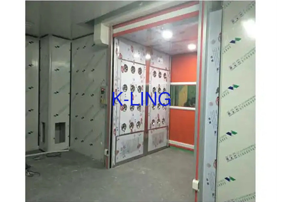 Automatic Roll Up Air Shower Tunnel PVC Shutter Doors Cargo Air Shower Untuk Pintu Masuk Kamar Bersih