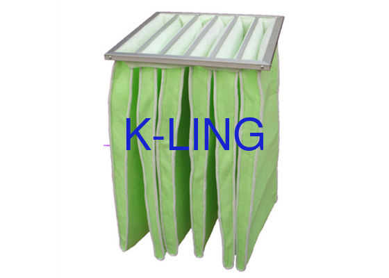 Kelembaban tahan kantong Filter Udara Galvanized Steel Aluminium Alloy Frame untuk sistem HVAC