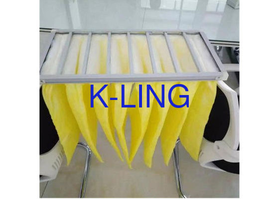 80% Kelembaban Filter Udara Saku Dengan Kerangka Alloy Aluminium Dan Serat Sintetis