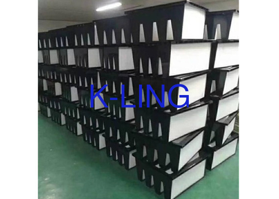 Kapasitas debu Serat kaca V Bank Filter udara Kelas F7-F9 Untuk aplikasi suhu 80.C