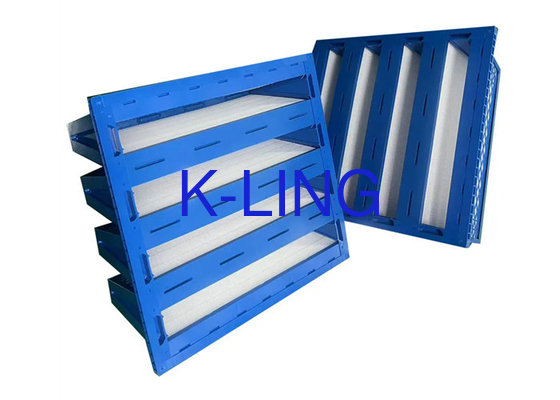 Plastik Frame V Bank Filter Dengan Efisiensi Filtrasi Tinggi 99,9% Dan Kapasitas Tahan debu 200-2400 G/m2