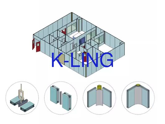 Sistem Cleanroom Modular dengan Filter HEPA/ULPA untuk Lingkungan Terkontrol Kelas 100/1000/10000 dan Panel Ketebalan 50 mm